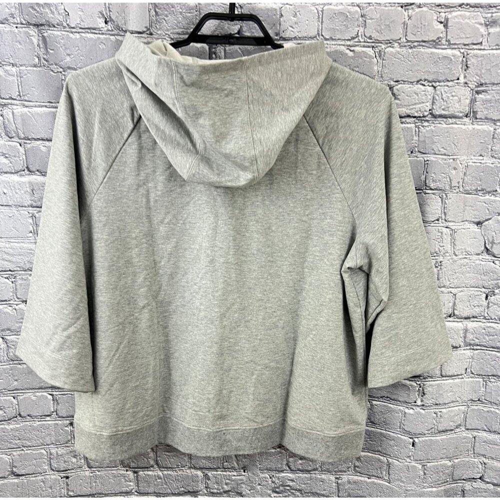 J. Jill Fit Grey Heather Full Zip  Hoodie Sweatshirt Size 2X  3/4 Sleeve - Picture 4 of 6